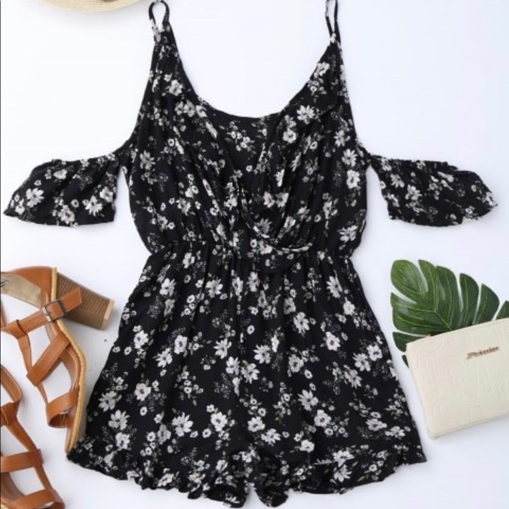 Black Floral Romper